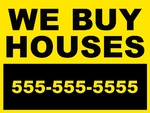 We buy houses - yellow background 