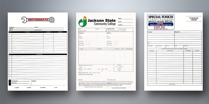 Custom NCR forms for invoices
