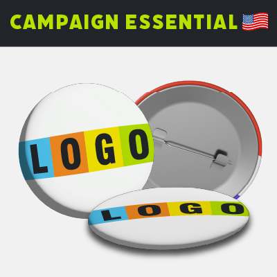 Political buttons for campaign advertising and business promotion